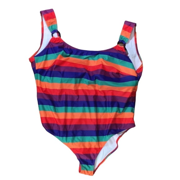Modcloth Red Purple Striped One‎ Piece Swimsuit Womens 4X - Picture 1 of 11